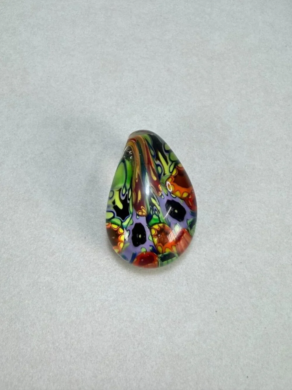 Vintage Millefiori Artisan Hand Blown Art Glass Statement Pendant Multicolor